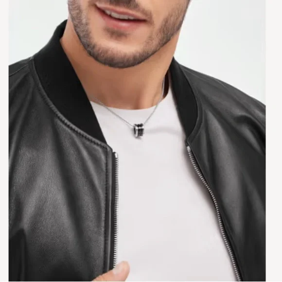 NIB Bulgari Sterling Silver + Ceramic Pendant Necklace, Unisex - Picture 4 of 13